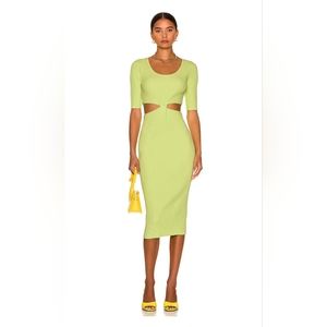 Jonathan Simkhai Colette Midi Dress in Lemongrass - SZ Sm